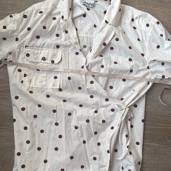 GANNI Polka-Dot Poplin Wrap Shirt L/XL - Picture 13 of 14